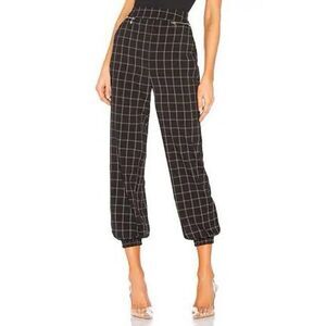 H:ours Revolve Regina Windowpane Jogger Pull On Star Zipper High Waisted Women 0
